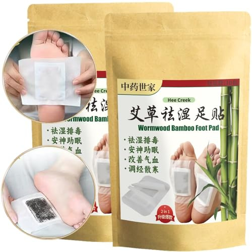 hee creek Wormwood Foot Pads, Wormwood Patches Moxibustion Patches 40PCS,Wormwood Pads Wormwood Bamboo Vinegar 艾草足贴 艾草贴
