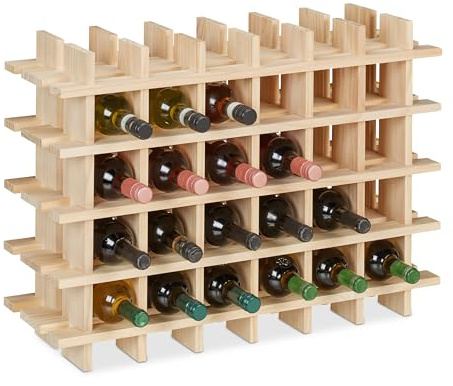 Relaxdays casier à vin, pour 24 Bouteilles, étagère vin, DIY, HLP : 54 x 75 x 24 cm, Cave, Cuisine, Bois de pin, Nature