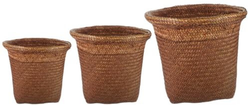 PRETYZOOM 3pièces Panier De Rangement Tressé Seagrass De Paniers Décoratifs Pour Maison Design Naturel Et Élégant Pour Décoration Et Organisation à Usage Multiple