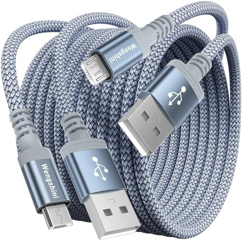 Wengshini Micro USB Cable 3M 2Pack,Long Android Charger Cable Micro Charging Cable Braided for Samsung S7/S6/S5/J7 Edge,Note 5,PS4 Controller,Kindle Fire,Xbox One S/X Controller,HTC,etc