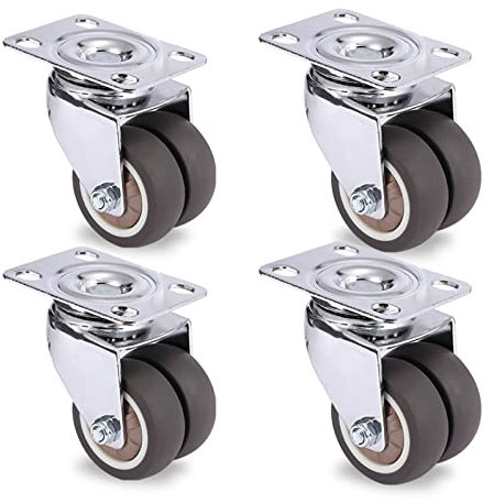 4 Stück schwenkbare Möbelrollen 1,5 Zoll 2 Zoll strapazierfähige weiche Gummirollen Möbelräder mit Bremse for Plattformwagen (Color : 4PCS without brake, Size : 1.5 Inch)