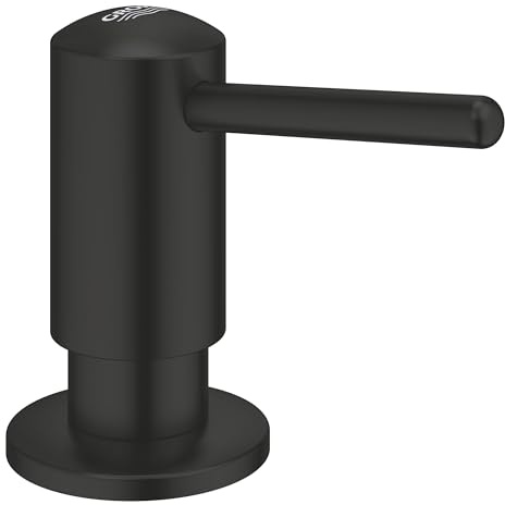 GROHE Contemporary Distributeur de Savon Liquide, Réservoir 500ml, Finition Longue Durée, Noir Mat, 1021652430
