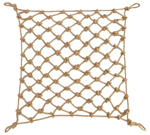 Heavy Duty Jute Rope Tear-resistant Sisal Rope Mesh Twine Netting Wall Children Pets Container Protection Net Safety Netting For Balcony Stairs Scenic Railings Garden Bar Decoration 1x5m