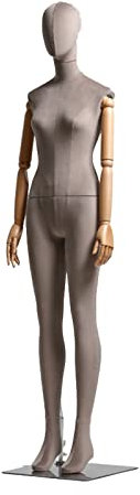 Weibliche Schaufensterpuppe - Wildledersamt-Modell-Display-Torso mit Metallsockel und Schuhstange, Einzelhandels-Schaufensterpuppen mit Roboterarm aus massivem Holz, ABN