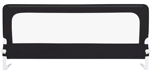 HUOLE Bettgitter Bettschutzgitter Babybettgitter für Kinder, Rausfallschutz Klappbar, Bettschutzgitter für Kinderbett, Stabil & Tragbar, Extra Querstrebe, 150 * 70 * 26 cm – schwarz
