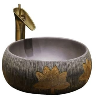 Lavabo Lavabo da appoggio vintage Lavabo quadrato spazzolato Lavabo rotondo Lavelli da bagno in ceramica di arte cinese Lavabo Bagno