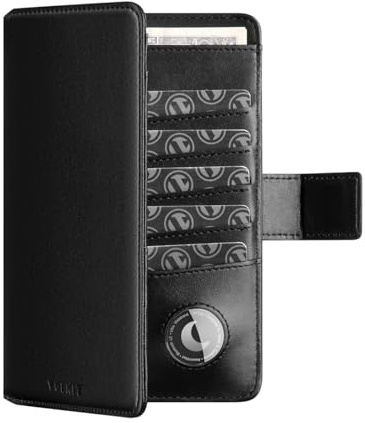 VULKIT Reisepasshülle RFID Blocker mit Airtag-Halter Ausweismappe Passport Hülle Leder Reisegeldbeutel für Herren oder Damen Reisepass Hülle Passport Cover Travel Essentials, Schwarz