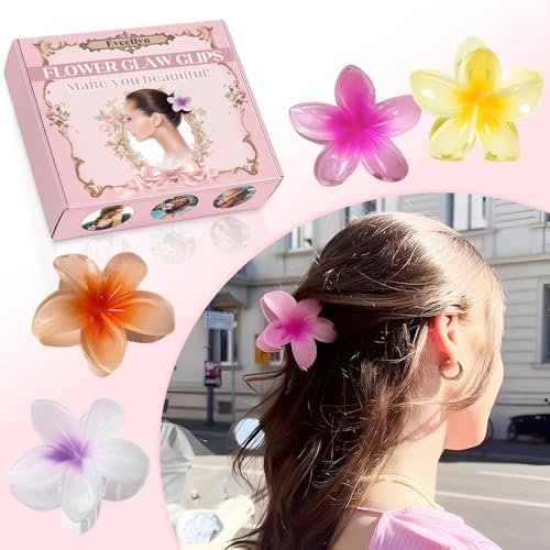 Eveellyn Blumen Haarklammer Set, Egg Flower Hair Claw Clips für Damen, Klammer Starker Halt Im Hawaiianischen Stil für Frauen Mädchen