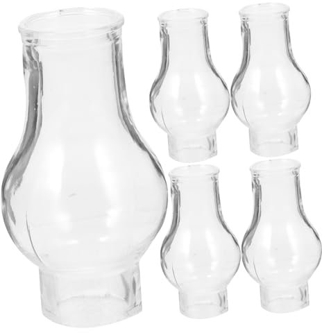 TOGEVAL Vintage-kamin Aus Glas Für Öllampen 5-teiliger Ersatz Für Petroleumlampen Winddichter Lampenschirm