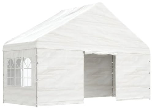 Küchenzelt Pergola Weidezelt Vorzelt - Pavillon mit Dach Weiß 5,88x2,23x3,75 m Polyethylen für Camping Festival Events Terrasse