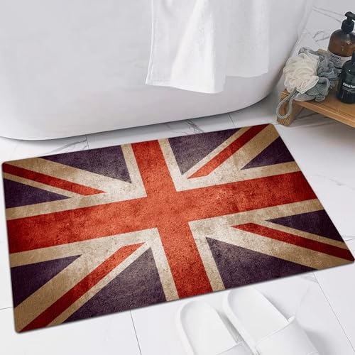 FSDGY Non-slip Barrier Mats Door Mat, Super Absorbent Entrance Rug Machine Washable Soft Floor Mat Carpet,The United Kingdom or Union Jack Grunge Flag,24x35in