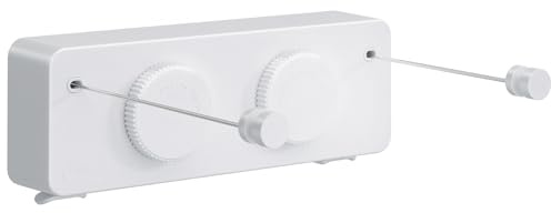 Danpoo Retractable Clothesline, Anti-Sag Adjustable Knob Heavy-Duty Clothes Line Retracting Indoor/Outdoor with 2 * 13.8ft Stainless Steel Wire, Laundry Wall Drying Solutions