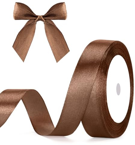 G2PLUS Dunkelbraun Satinband 20mm, Dekoration Geschenkband, 22m Schleifenband zum Bastel, Dunkelbraun Satin Dekoband für Geschenkverpackung, Dekoration