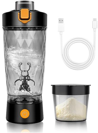 YANGUN Electric Protein Shaker Bottle, Protein Shake Bottle with Cleaning brush, Electric Protein Shake Mixer, USB C Rechargeable Shaker Bottle for Protein, Made with Tritan, BPA Free, 650ML(Black)