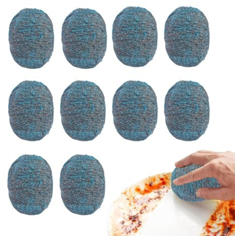 Steel Wool for Dishes - 10 Steel Wool Pads | Scourers for Professional Washing Up | Reusable Scrubber for Tough Cleaning | Scouring Stubborn Messes on Pots, Pans, Stoves, Grills