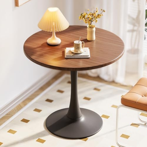 GJ Runder Couchtisch aus Holz, moderner Tulpen-Küchentisch mit stabilem Metallsockel for das Home Office, Wohnzimmer, Restaurant, Café(A,70x73cm)