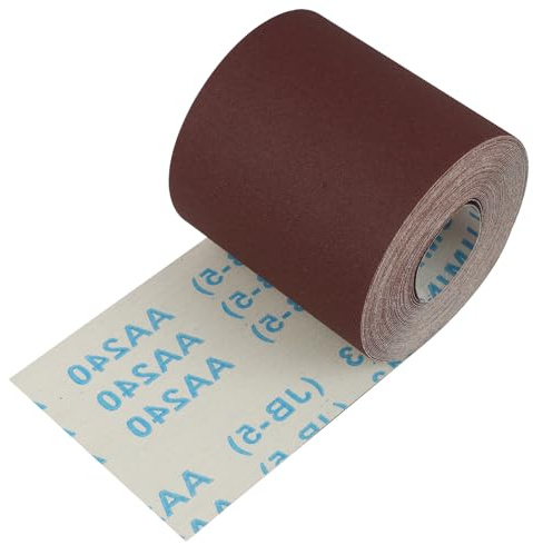 Rollo de Papel de Lija de Corindón de Alta Durabilidad, Grano 240, 93 mm x 10 m,para Pulido y Lijado en Madera, Metal, Acero y Acero Inoxidable (Grano 240)