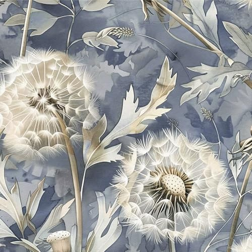 LZH-LP Selbstklebende Tapete, 44x600CM florales Boho-Stick-Kontaktpapier zum Abziehen und Aufkleben, blaue Pusteblume, nahtlos abnehmbare Tapete, dekorative Folie für Wandaufkleber