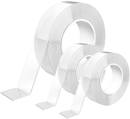 HOMKITEN 15 m Doppelseitiges Klebeband Transparent Extra Stark，Wasserdichtes，Rückstandslos Ablösbar für Teppiche，Fotowände，zu Hause und im Auto（1pc 50 * 2 * 0.2cm & 2pc 50 * 2 * 0.1cm）