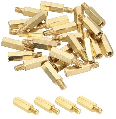 PATIKIL M4 Messing Sechskant Abstandshalter 25 Stück PCB Motherboard Abstandsschrauben Für Drone Quadcopter Computer Bau Elektronik Projekte Leiterplatte Gold (M4 x 15mm+6mm)