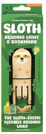 Gift Republic Book Buddy - Sloth Reading Light and Bookmark – Flexible LED Night Light for Reading in Bed – Clip-On Sloth Bookmark for Books – Kids Gift Idea, Cream