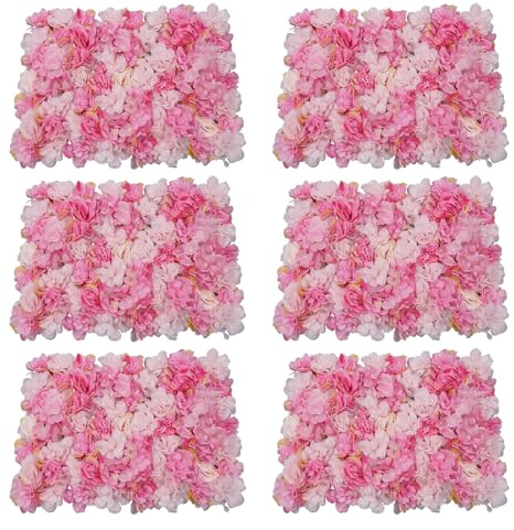 Mqwdxzfes Lot de 6 murs de roses artificielles - Pour mariage, rue, panneau de fleurs artificielles à faire soi-même - Dahlias hortensias - Pour fête, jardin, mariage, 40 x 60 cm