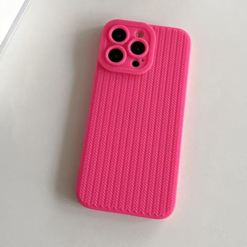 PYYLTTP Coque en Silicone à Motif tissé pour iPhone 16, 15, 14, 13, 12, 11 Pro, X, XR, XS Max, Protection d'objectif, Antichoc, Souple (pour iPhone 15/Rouge)