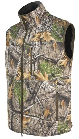 FYRTA Gilet Caccia Uomo Invernale, Mimetico Gilet da Caccia con Foderata in Pile, Impermeabile e Antivento, Multi-Tasca Traspirante Panciotto per Inverno e Autunn, Caccia, Pesca