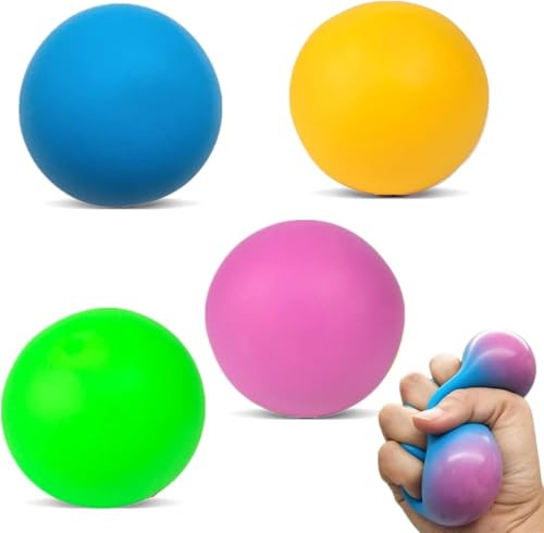 Cuackamily 4 Stück weiche Sensory Stressbälle mit Füllpulver | Drückspielzeug zur Stressminderung, passend als Geschenk für Kinder und Erwachsene