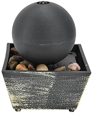 BAFOVY Fuente de Bola de Mesa, Fuente de Agua Interior de Plástico con Sonido Relajante y Luz LED para Decoración de Escritorio de Oficina en Casa