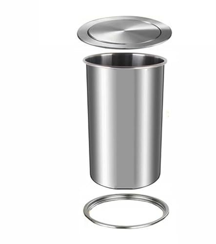 Pattumiera Rotonda in Acciaio Inossidabile con Coperchio Superiore - Pattumiera da Incasso per Cucina, per Uso Esterno e in Bagno (12 l)