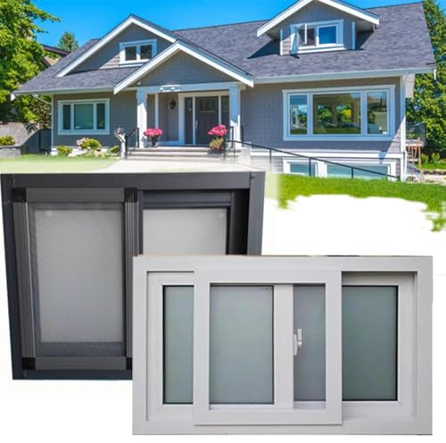 ZIUSFAC Weiß Keller Ersatzfenster Garagenfenster Horizontales Schiebe Kellerfenster 60×40 70×45cm Schuppenfenster Haushaltsfenster Gehärtetem Glas(White,(WxH) 90x45cm/35x18)
