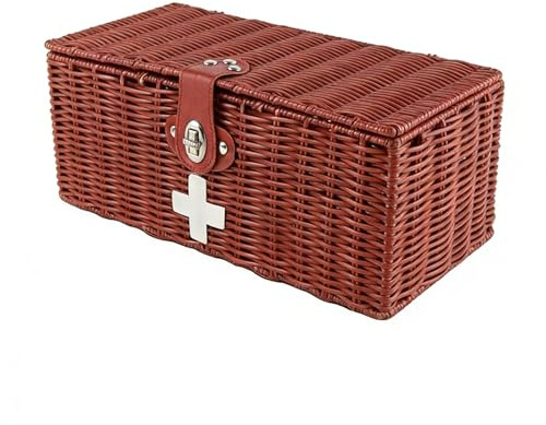 Hynorian Medizinbox mit Schloss Medikamenten Aufbewahrung Flechtoptik | Medikamenten Organizer mit 1 großem und 3 kleinen Fächern, Deckel schützt Inhalte und sorgt für Ordnung in der Hausapotheke
