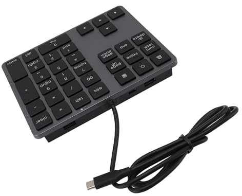 Vvikizy Tastierino Numerico Cablato, HUB USB 3.1 Meccanico a 34 Tasti con 2 Porte USB 3.0 e Interfaccia di Tipo C, per PC Desktop Portatile OS X