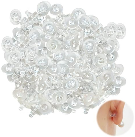 100 piezas de cierre de pendientes de silicona transparente de 11 mm, tapones para los oídos suaves con parte trasera de seguridad para pendientes pesados, manualidades DIY, piezas de repuesto para