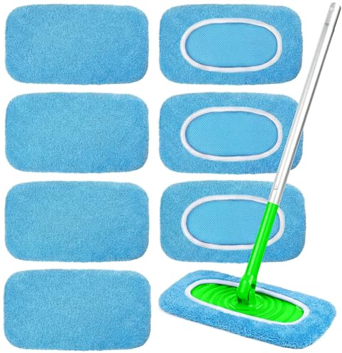Yikki 8Pcs panni in microfibra per pavimenti (lavabili) per moci Swiffer | Panni riutilizzabili per uso a secco e umido, ideali per la pulizia a umido di pavimenti duri con Swiffer