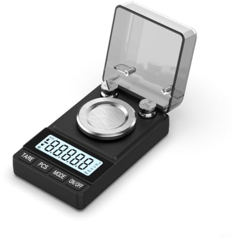 Chroavel Digitale Milligramm Waage 0,001g für auflösung, kompakte Feinwaage für Gold und Juwelen(Black)