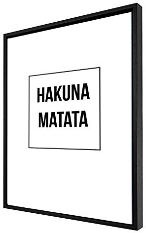 Bildershop-24 Schattenfugenrahmen Set Hamburg Schwarz (matt) mit Keilrahmen Leinwand Bild Druck Motiv: Hakuna Matata 50x70cm