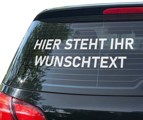 INDIGOS UG - Autoaufkleber mit Wunschtext für die Heckscheibe - Auto Aufkleber selbst gestalten - bis 40 cm - Sticker für innen & außen wetterfest individuell Fahrzeugbeschriftung Textaufkleber