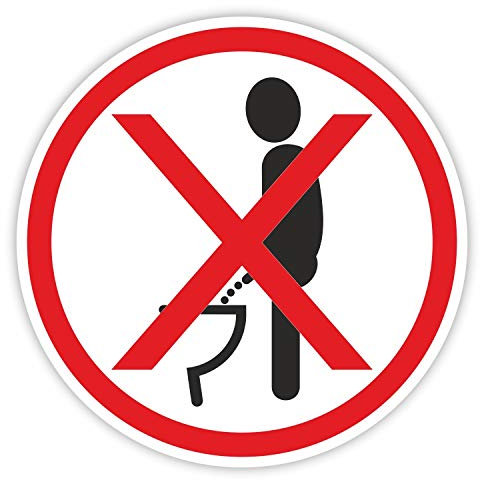 Toiletten-Aufkleber Bitte im Sitzen pinkeln Ø 5 cm I WC-Deckel-Aufkleber I Sticker mit Piktogramm für Badezimmer Klodeckel Gäste-WC Wand I hin299