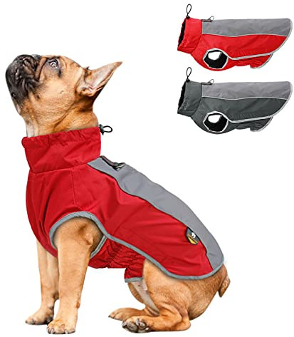 AxSpeed Hundebekleidung für Herbst und Winter, warm, gepolstert, wasserdichte Jacke (rot, 2XL)
