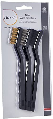 Harris Essentials Mini Wire Brush 3 Pack, Nylon, Steel & Brass 101064301