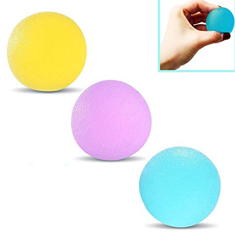 3PCS Hand-Therapie-Bälle, Hand Therapie Übungsbälle Silikon Finger, Ungiftiger und Geruchloser Silikon-Druckball, für Handübungen zum Stressabbau Verwendet Wird (Gelb, Lila, Grün)