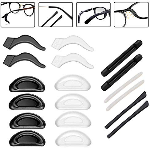 Eyerayo Anti-Slip Glasses Ear Gripper Hook Holder Nose Pad Eyeglasses Temple Tips Sleeve Retainer Silicone Extender for Spectacle Sunglasses Reading Glasses Eyewear,9pairs