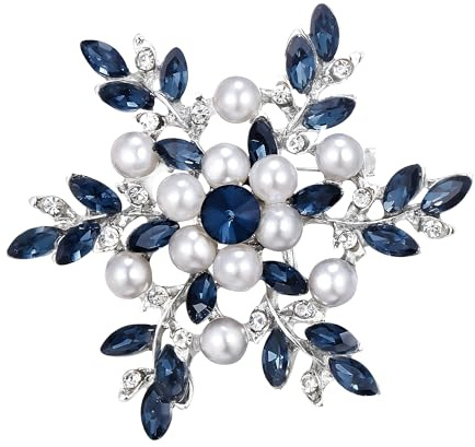 EVER FAITH Broche Délicat Forme Flocon de Neige Perle Cristal Accessoire Décoration de Vêtement