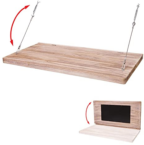 Mendler Wandtisch HWC-H48 klappbar Massiv-Holz - 120x60cm | Wandklapptisch, Wandregal, Tisch, mit Tafel