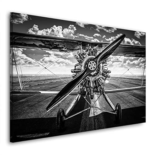 Kunstgestalten24 Leinwandbild Flugzeug Vintage Wandbild Kunstdruck Wanddeko XXL