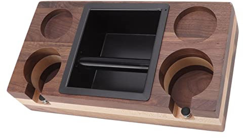 Fockety Espresso Knock Box und Tamping Station, Vier Löcher Espresso Distributor Tamping Station Base, Kaffeemaschinen Zubehör Holz Werkzeug Aufbewahrungsbox für Tamper Distributor Portafi (Stil 3)