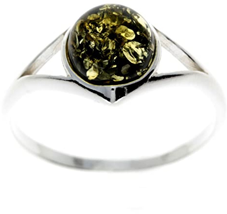 SilverAmber Jewellery - Bague classique en argent sterling 925 et ambre de la Baltique - M731, L, Pierre précieuse