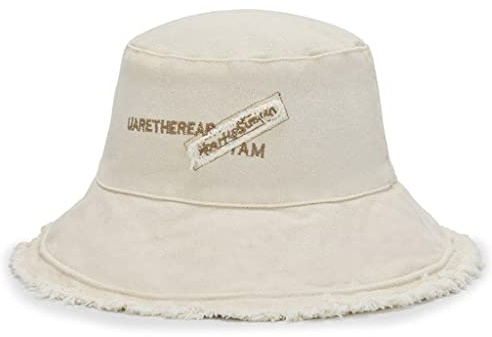 crazy bean Fischerhut für Damen Baumwolle Sonnenhut mit breiter Krempe faltbar Sommer für UV-Schutz Reisen Beach Bucket Hat(Beige)
